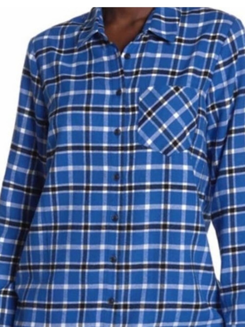 Free Press by Nordstrom Women's Blue Plaid Button-Up Shirt Size M